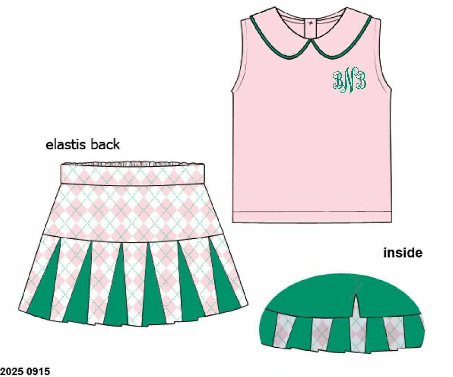 Pre Order 133: Country Club Prep- Girls Knit Skort Set