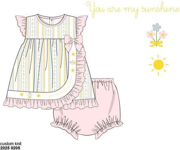 RTS: You Are My Sunshine- Girls Knit Bloomer Set