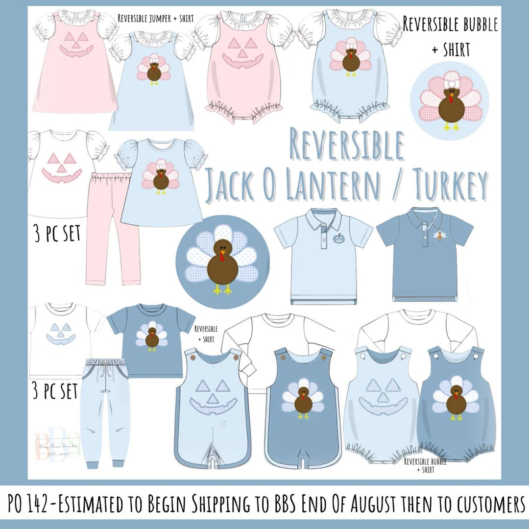 RTS: Reversible Jack O' Lantern/Turkey- Boys 3pc Jogger Set