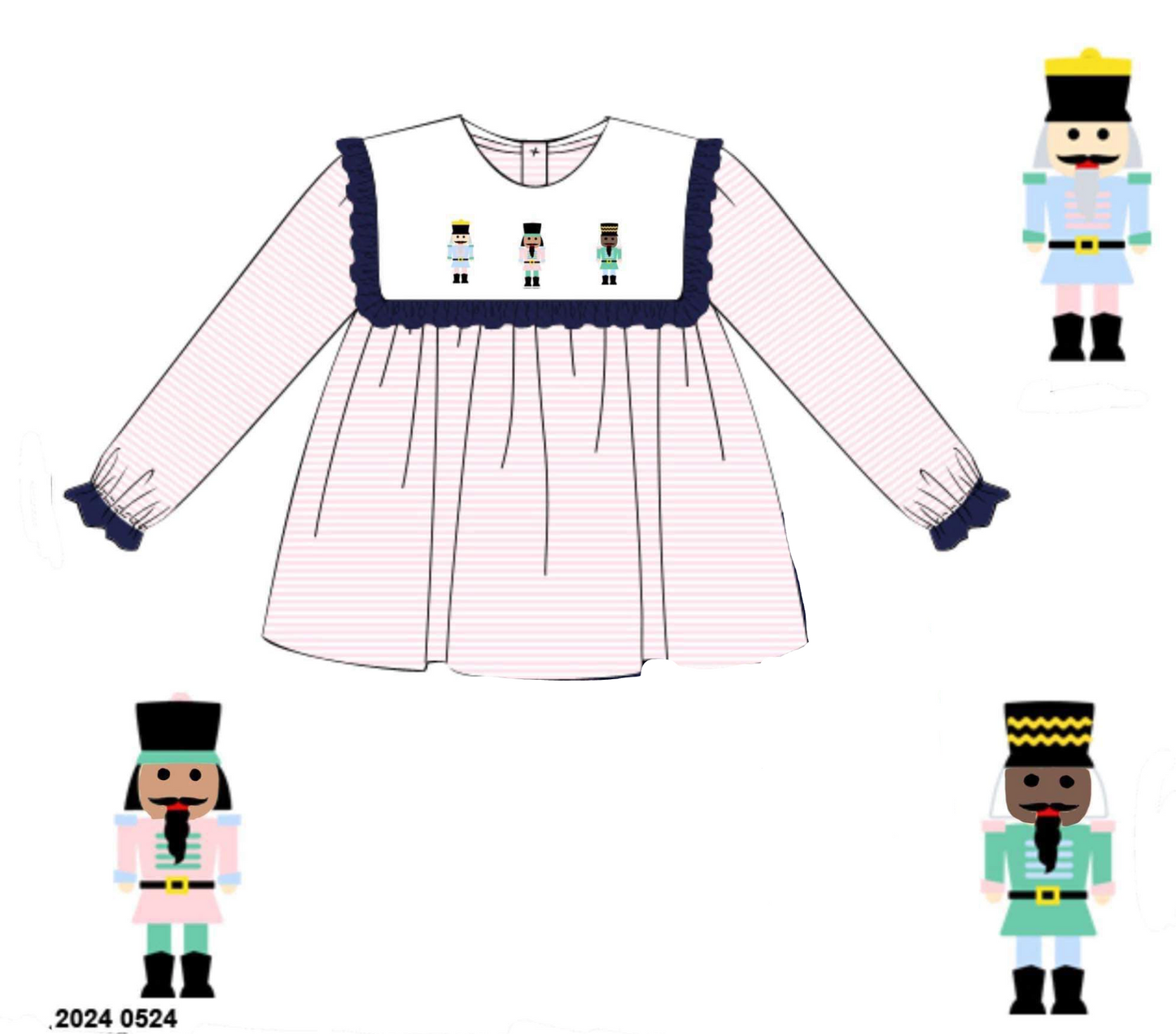 RTS: 25 Days of Christmas- Girls French Knot Nutcracker Shirt