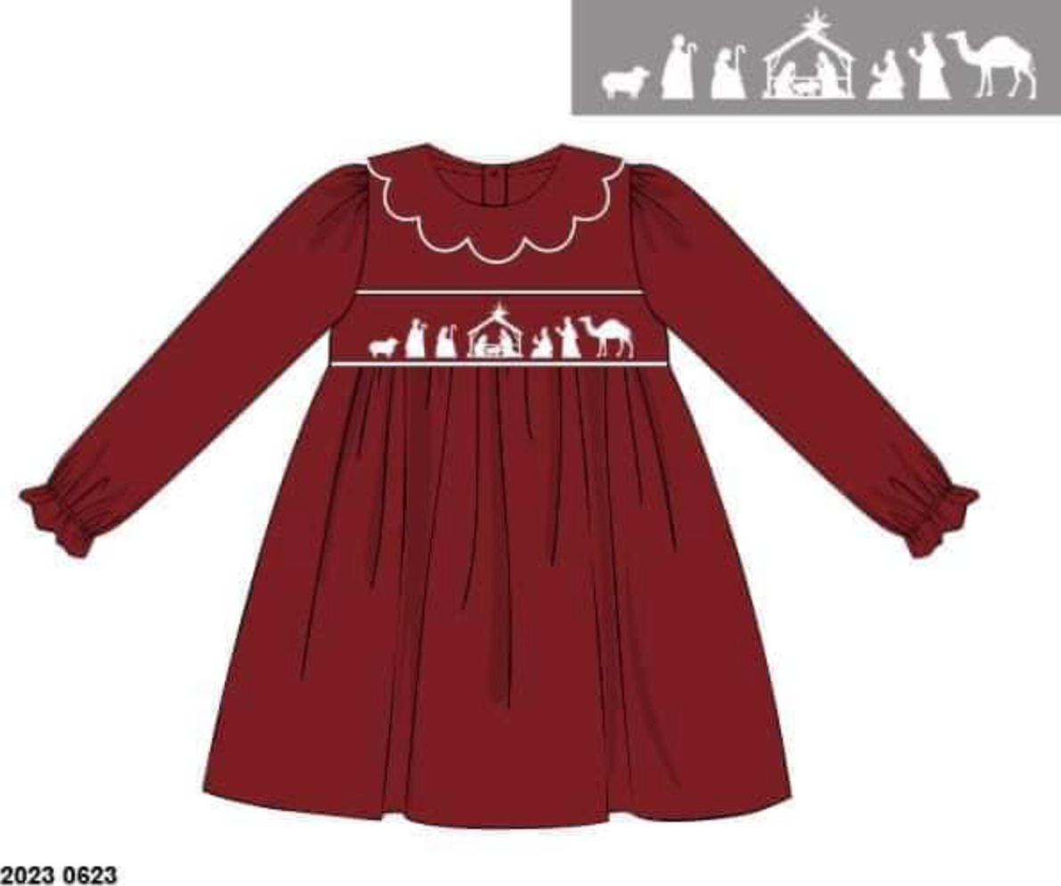 RTS: Garnet Nativity- Girls Knit Dress