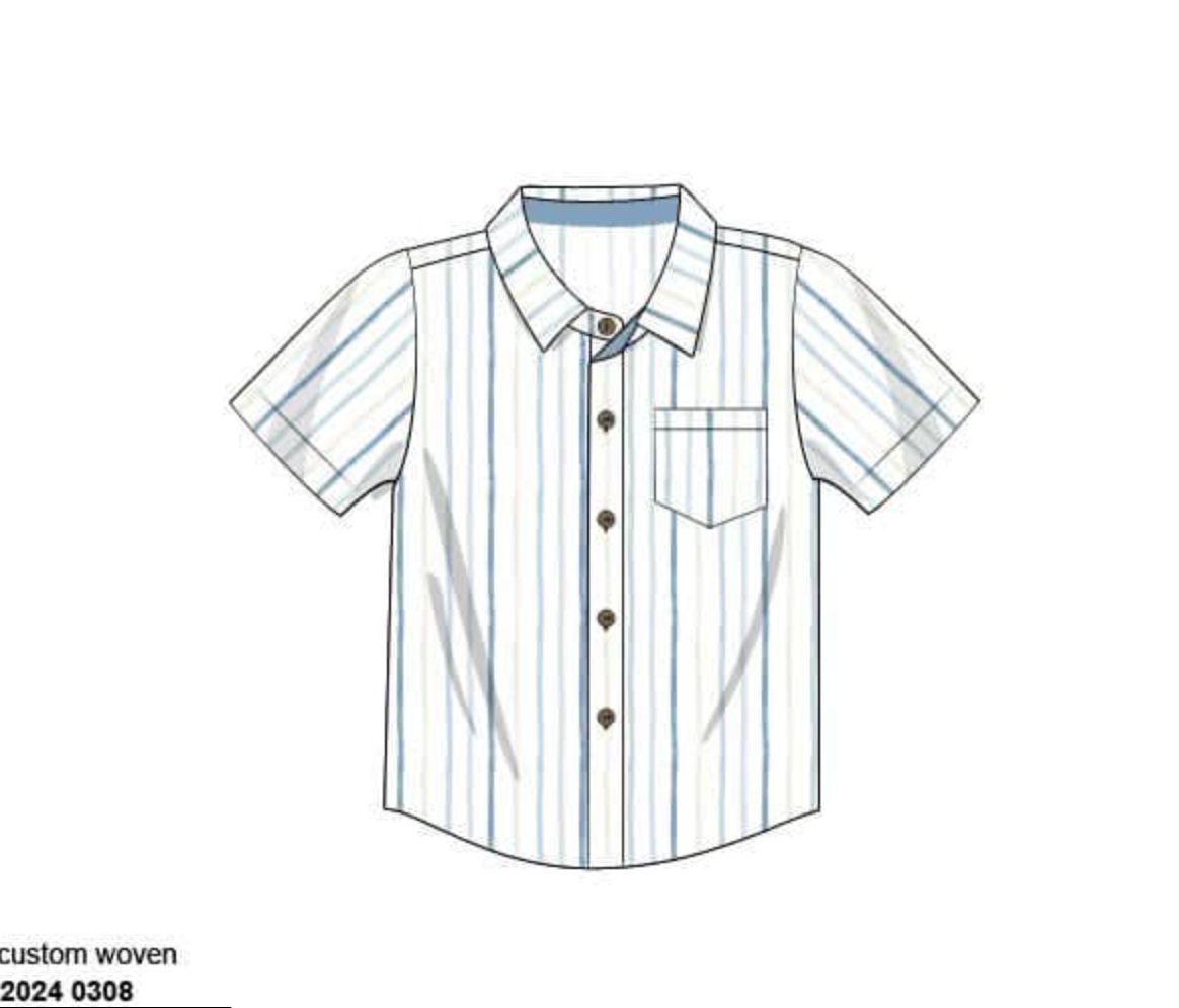 RTS: Blue Crabs & Fish- Dad Woven Button Up Shirt