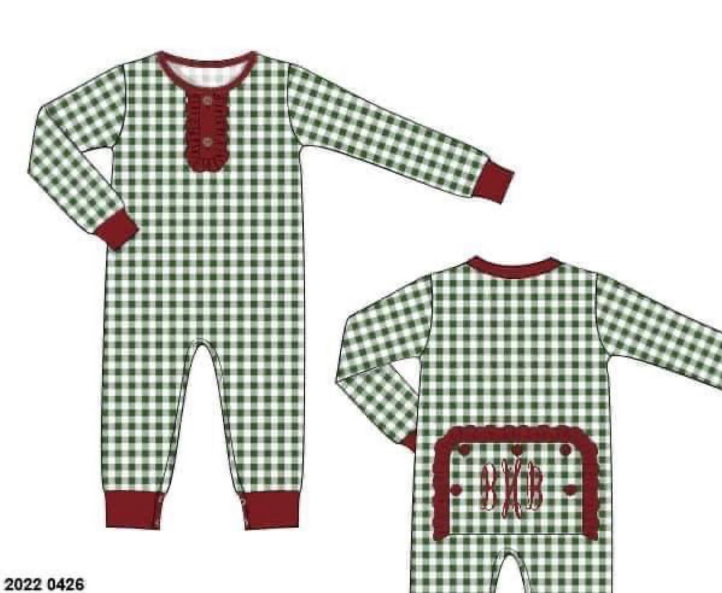 RTS: Family Lounge- Green Gingham Girls 1pc Lounge (No Monogram)