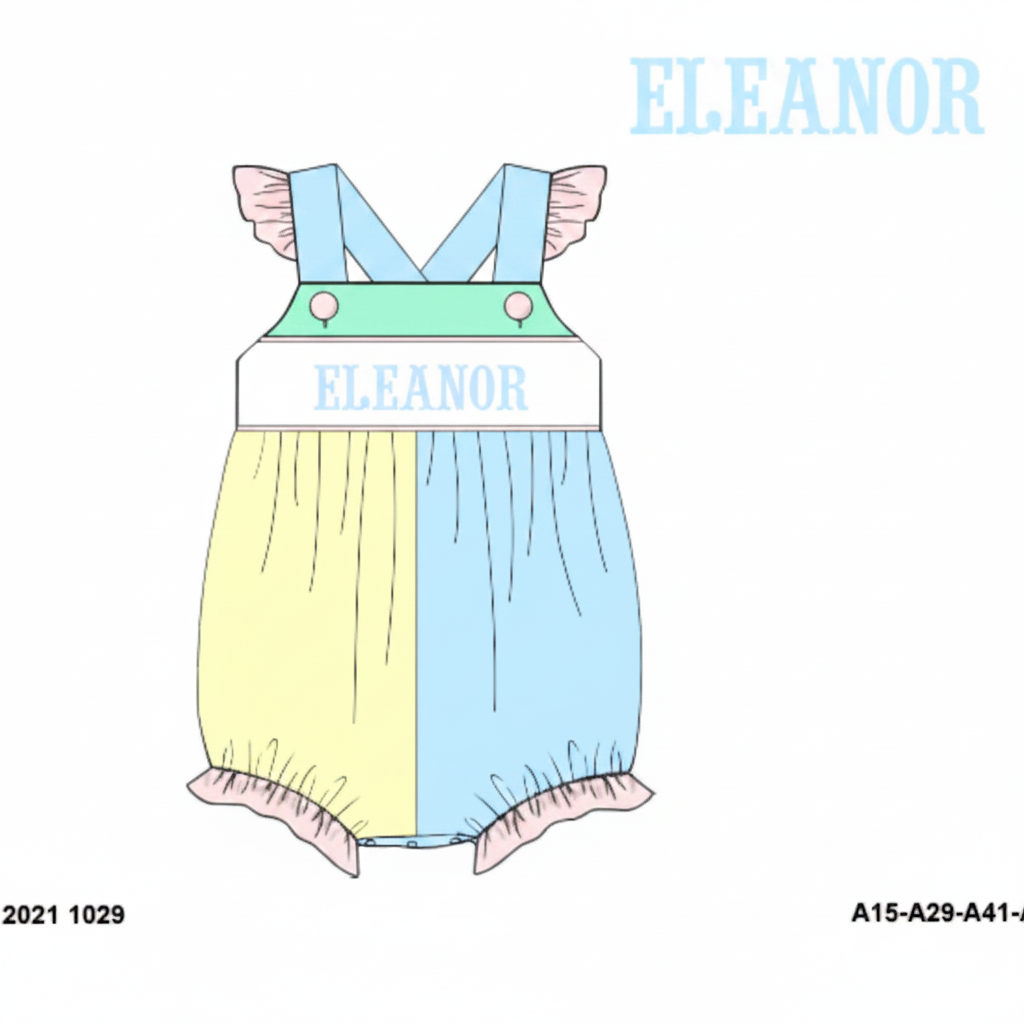 RTS: Sellers Colorblock- Girls Name Smock Bubble "ELEANOR"