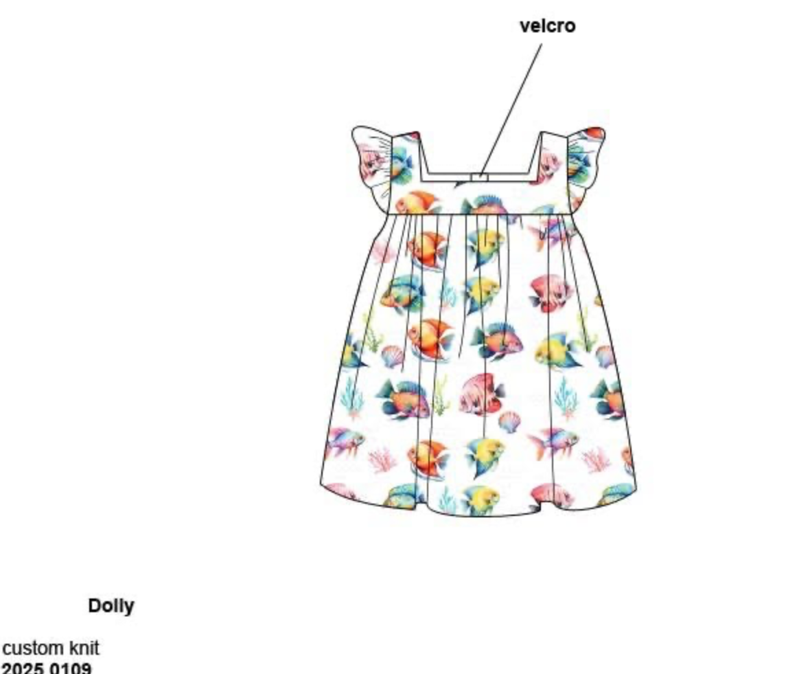 RTS: Finnie's Fishies- Girls Knit DOLL Dress