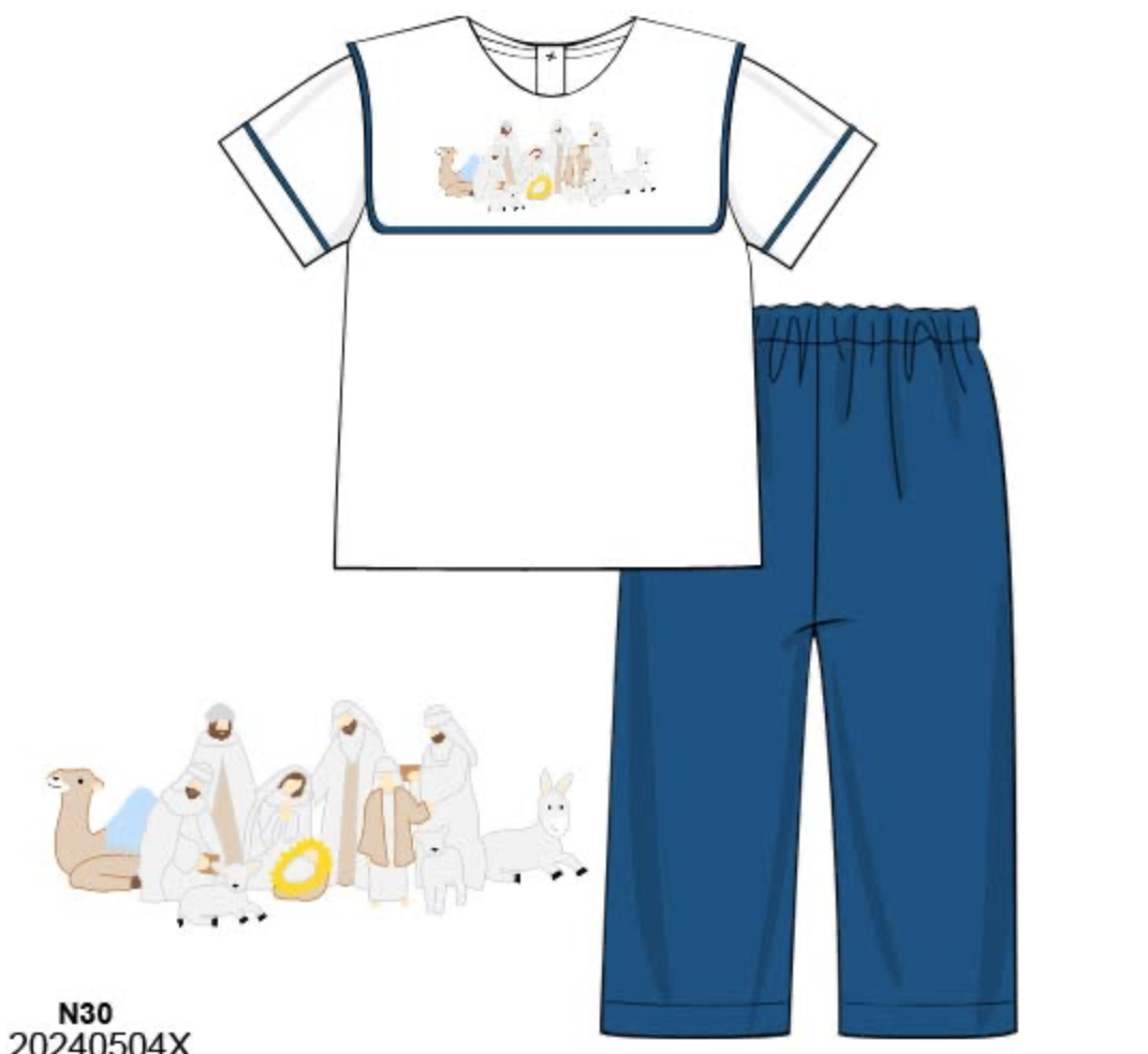 RTS: Velvet Nativity- Boys Pant Set