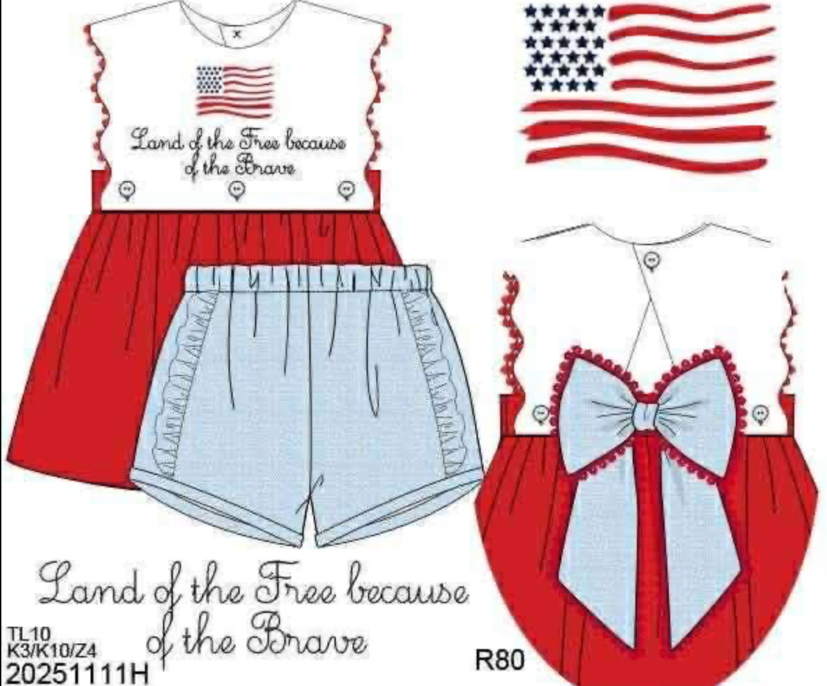 RTS: Land of the Free- Girls Woven Shortie Set