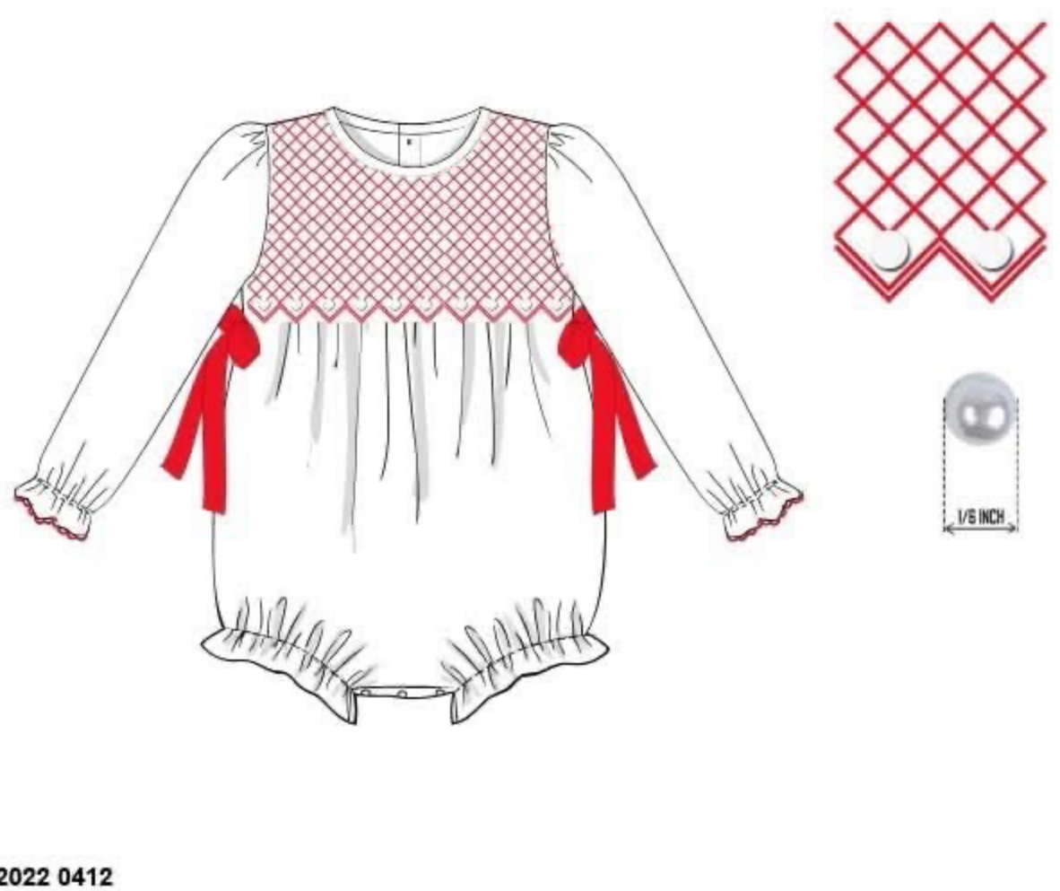 RTS: Christmas Heirloom- Girls Smocked Woven Bubble