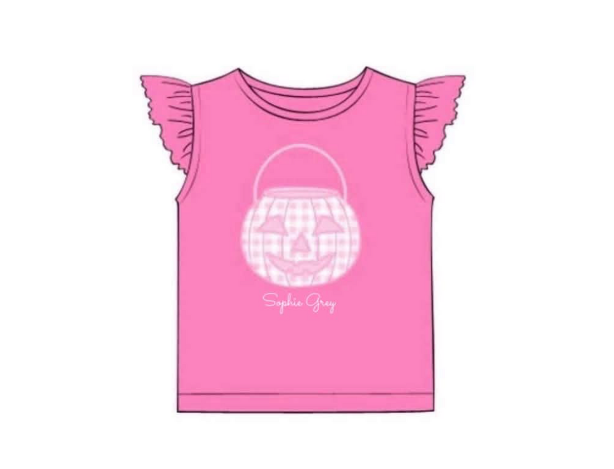 RTS: Halloween Shirt Only- Candy Bucket Girls Shirt "Sophie Grey"