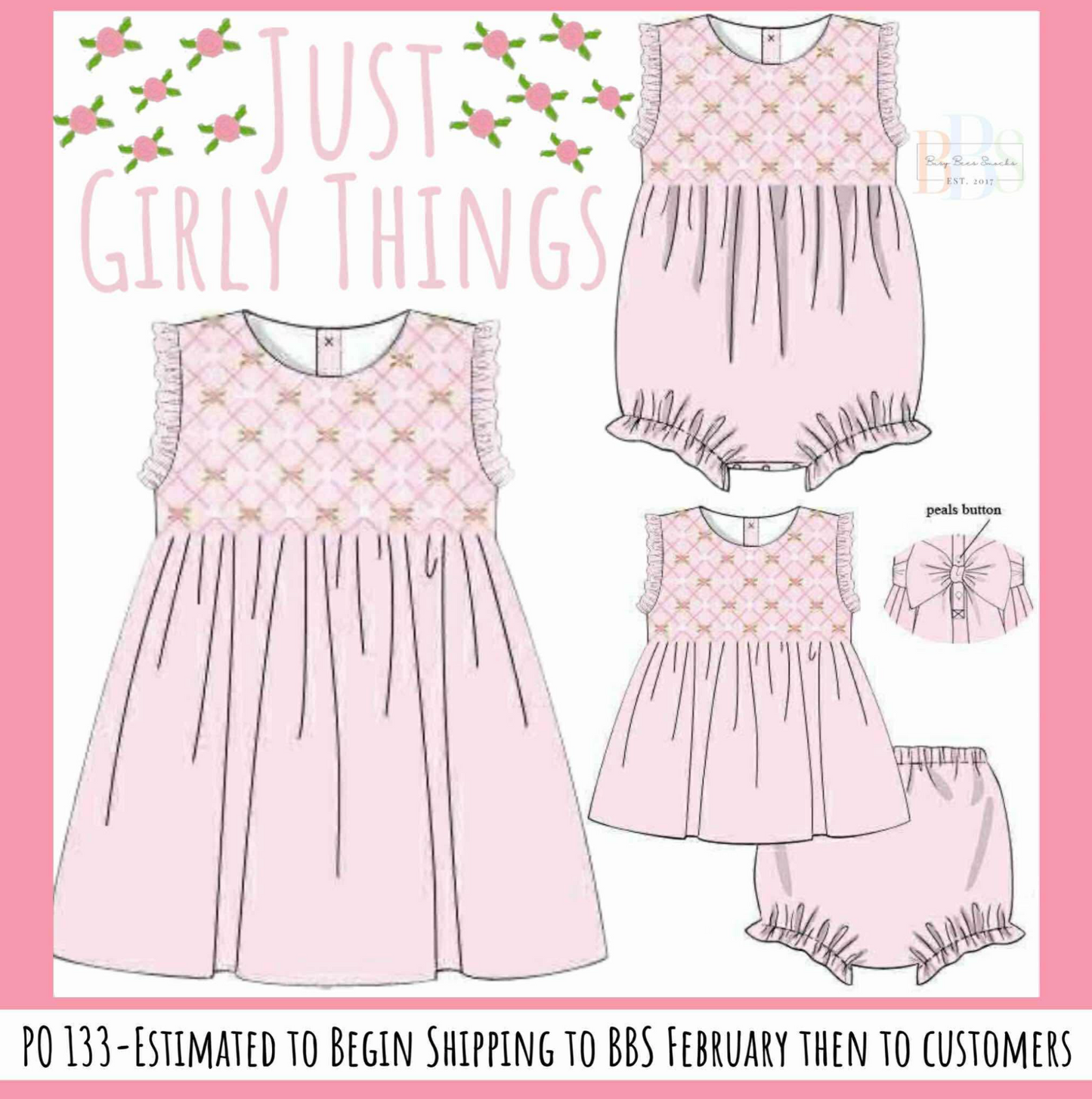 Pre Order 133: Just Girly Things- Girls Woven Bloomer Set