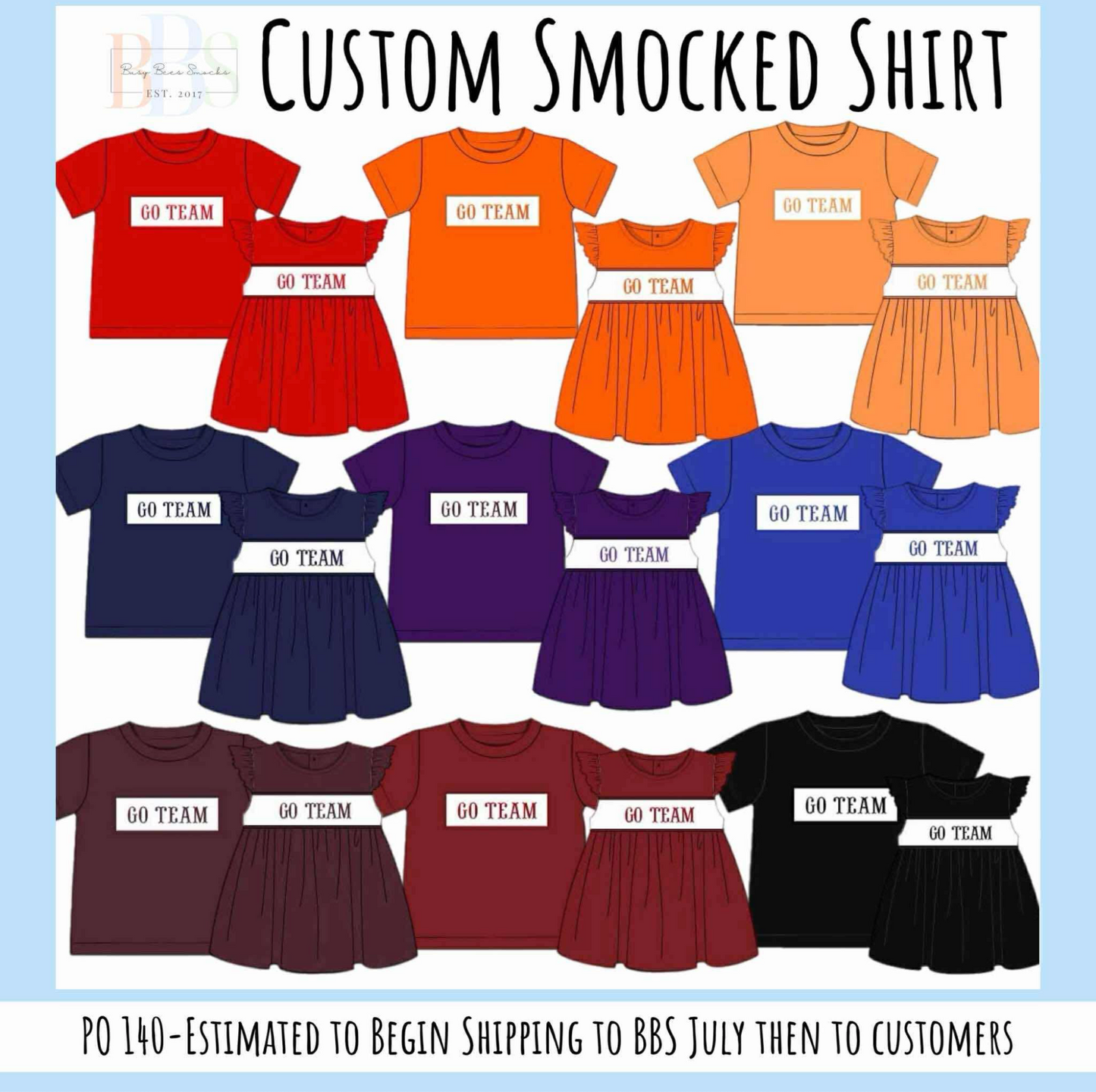 Pre Order 140: Custom Name Smocks- Boys Bright Orange Knit Shirt