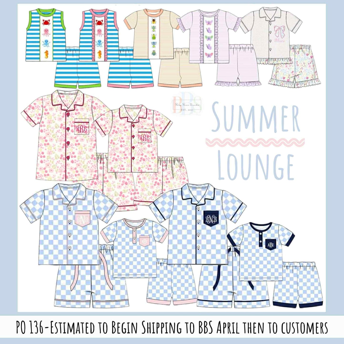 Pre Order 136: Summer Lounge- Girls Sea Animals 2pc Lounge Set