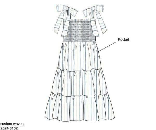 Pre Order 135: Shelly Stripes- Mom/Mini Midi Woven Dress