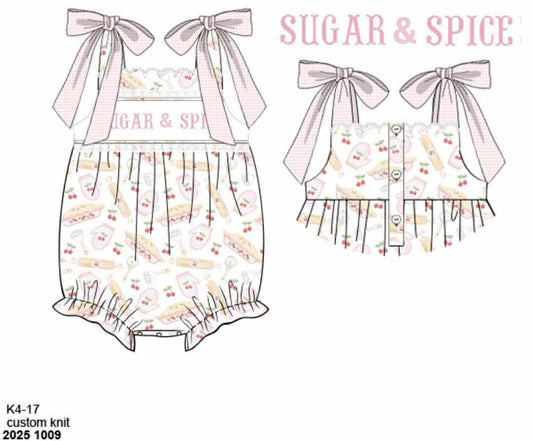 Pre Order 135: Girls Only- Knit Sugar & Spice Name Smock Bubble