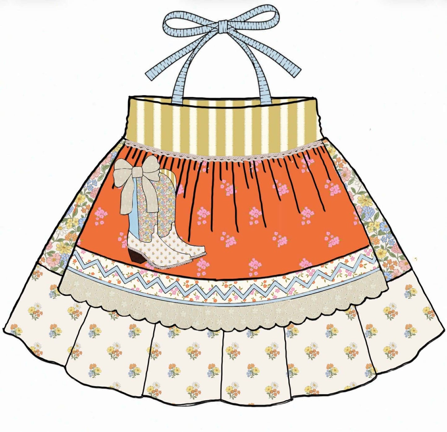 Honey 3: Homestead- Boots: Girls Floral 2pc Apron Halter Top