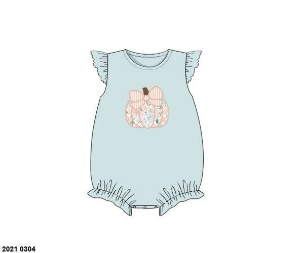RTS: Finlee Pumpkins- Girls Knit Appliqué Bubble