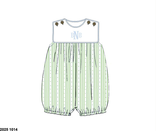 Pre Order 135: Charlie Floral & Stripes- Boys Knit Bubble Romper