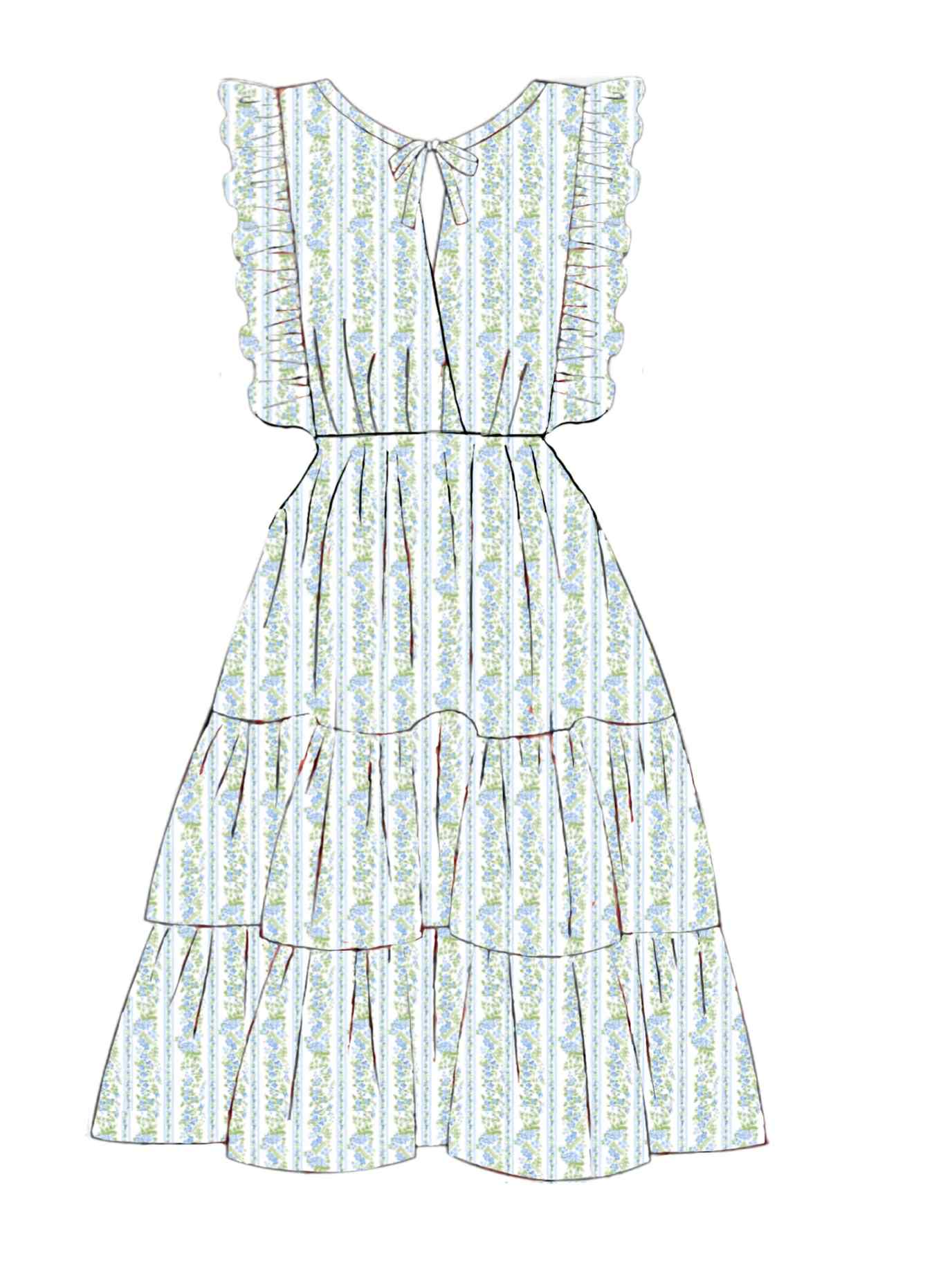 Pre Order 135: Charlie Floral & Stripes- Mom/Mini Midi Woven Dress
