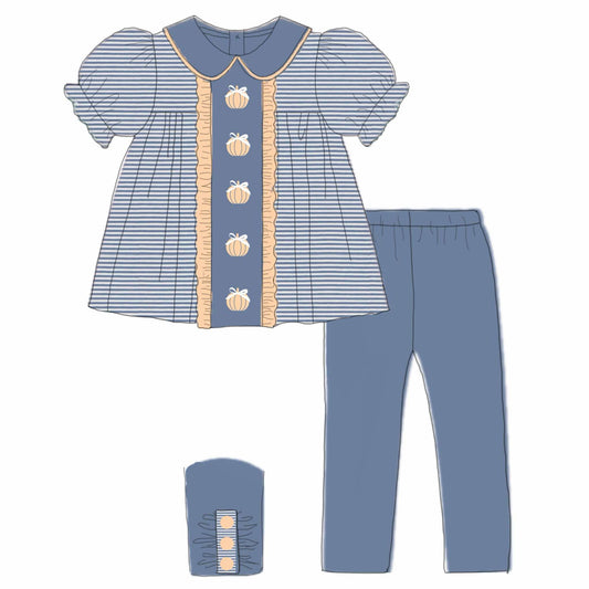 RTS: Bullion Pumpkins- Girls Knit Legging Set