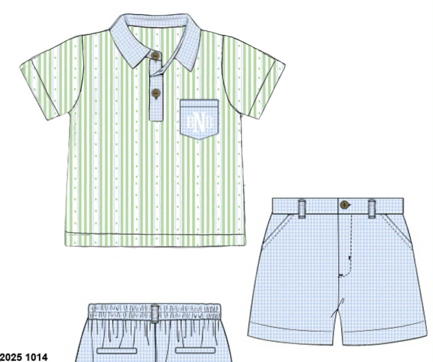 Pre Order 135: Charlie Floral & Stripes-  Boys Polo Traditional Short Set