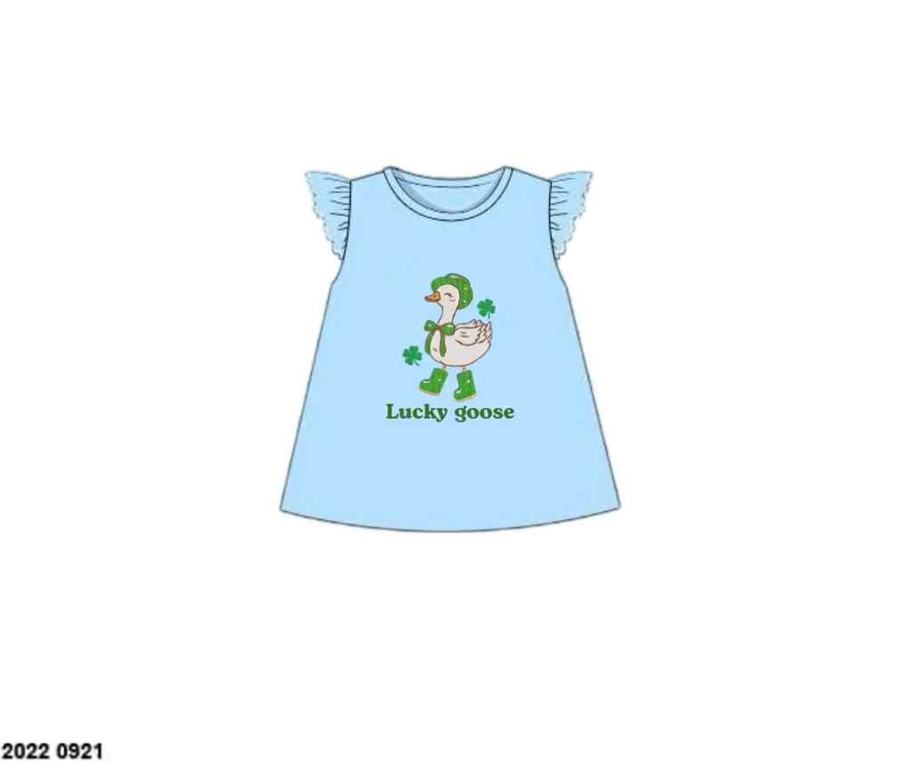 RTS: St. Patrick's Shirt Only- Girls “Lucky Goose”