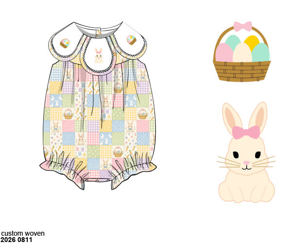 Pre Order 148: Bunny Patchwork- Girls Knit Bubble