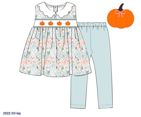 RTS: Finlee Pumpkins- Girls Knit Collar Legging Set