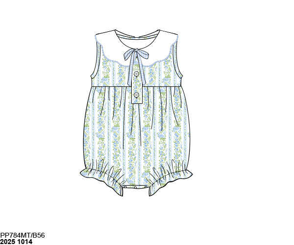 Pre Order 135: Charlie Floral & Stripes- Girls Knit Bubble
