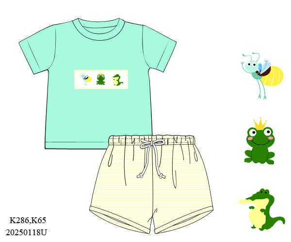 Pre Order 135: Bayou Princess- Boys Smocked Shortie Set
