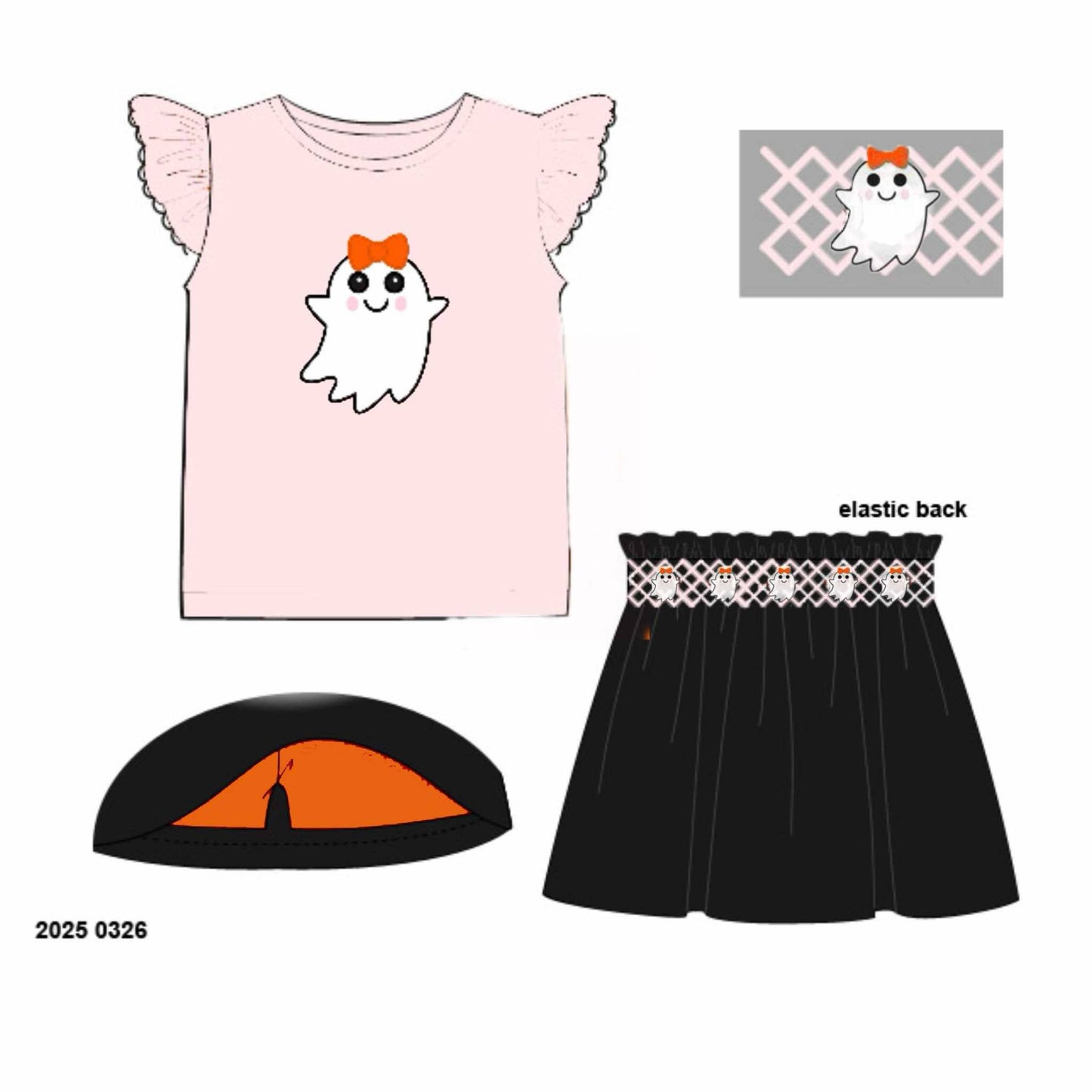 RTS: Gingham Ghost Re-Run- Girls Knit Skort Set