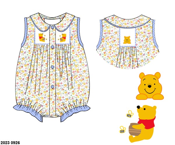 Pre Order 135: Honey Bear- Girls Smocked Bubble