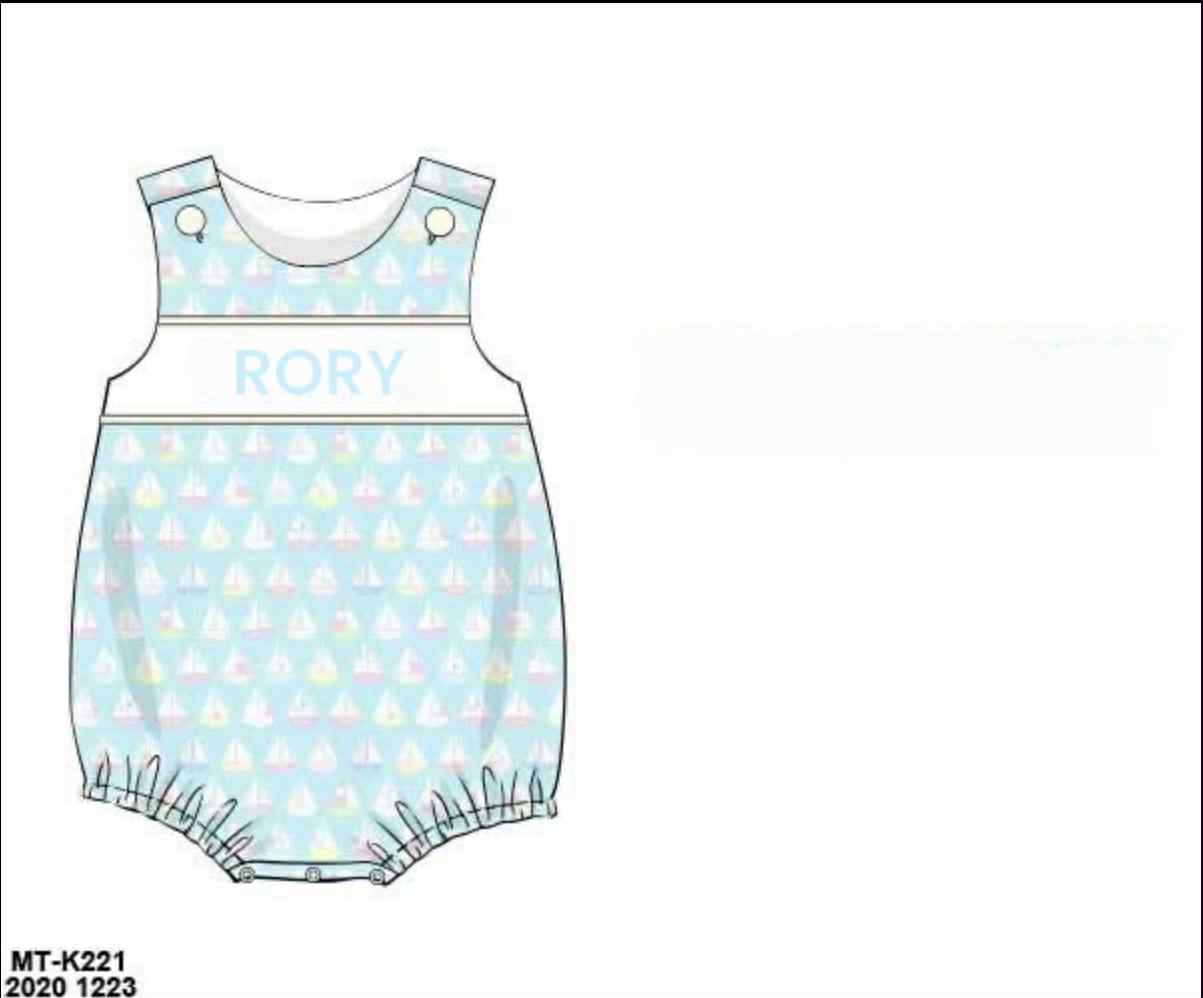 RTS: St. Augustine- Boys Knit Name Smock Bubble "RORY"
