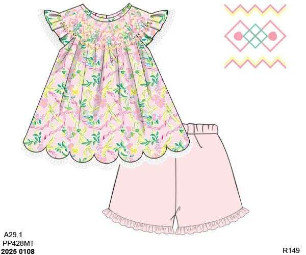 Pre Order 135: Girls Only- Newman Floral Bishop Short Set