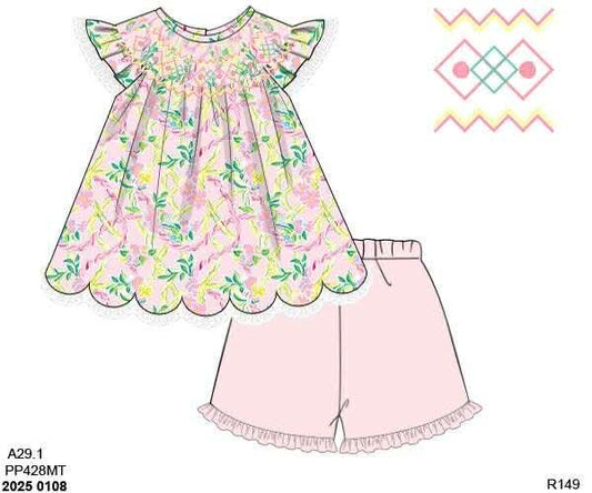 Pre Order 135: Girls Only- Newman Floral Bishop Short Set