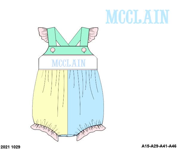 Pre Order 135: Sellers Colorblock- Girls Name Smock Bubble