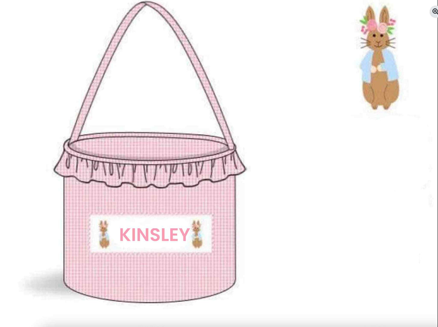 RTS: Smocked Pink Gingham Easter Basket "Kinsley"
