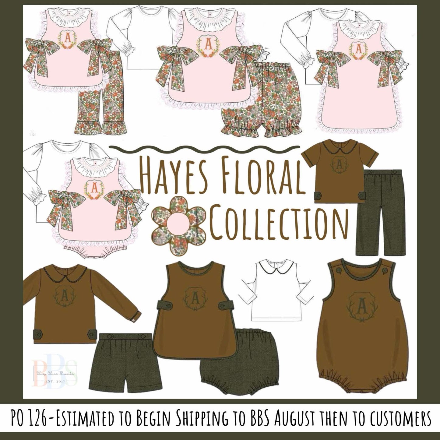 RTS: Hayes Floral- Boys 3pc Linen Apron Diaper Set "P"