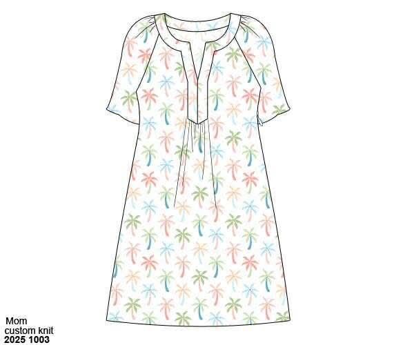 Pre Order 135: Pastel Palms- Knit Mom/Mini Dress