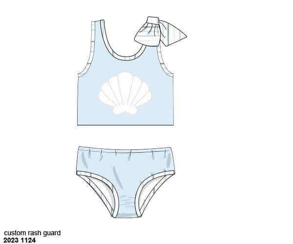Pre Order 135: Shelly Stripes- Girls 2pc Applique Swim
