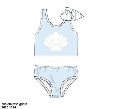 Pre Order 135: Shelly Stripes- Girls 2pc Applique Swim