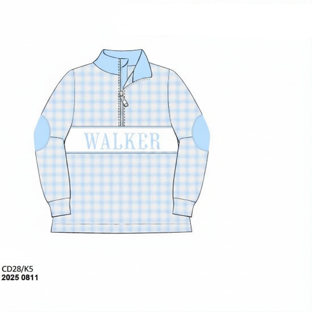 RTS: Gingham Name Smocks- Boys Pullover "WALKER"