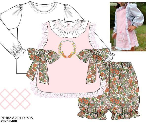RTS: Hayes Floral- Girls 3pc Woven Bubble Short Set