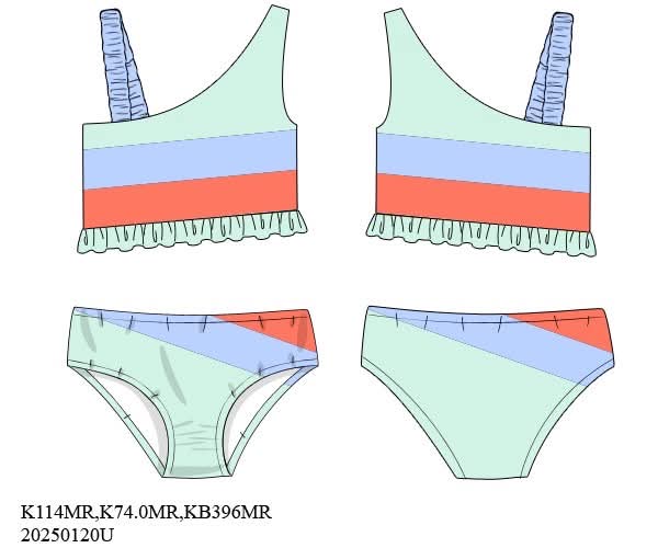 Pre Order 135: Bali Beach- Mom/Mini Rashguard Ruffle 2pc Swimsuit