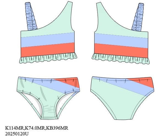 Pre Order 135: Bali Beach- Mom/Mini Rashguard Ruffle 2pc Swimsuit