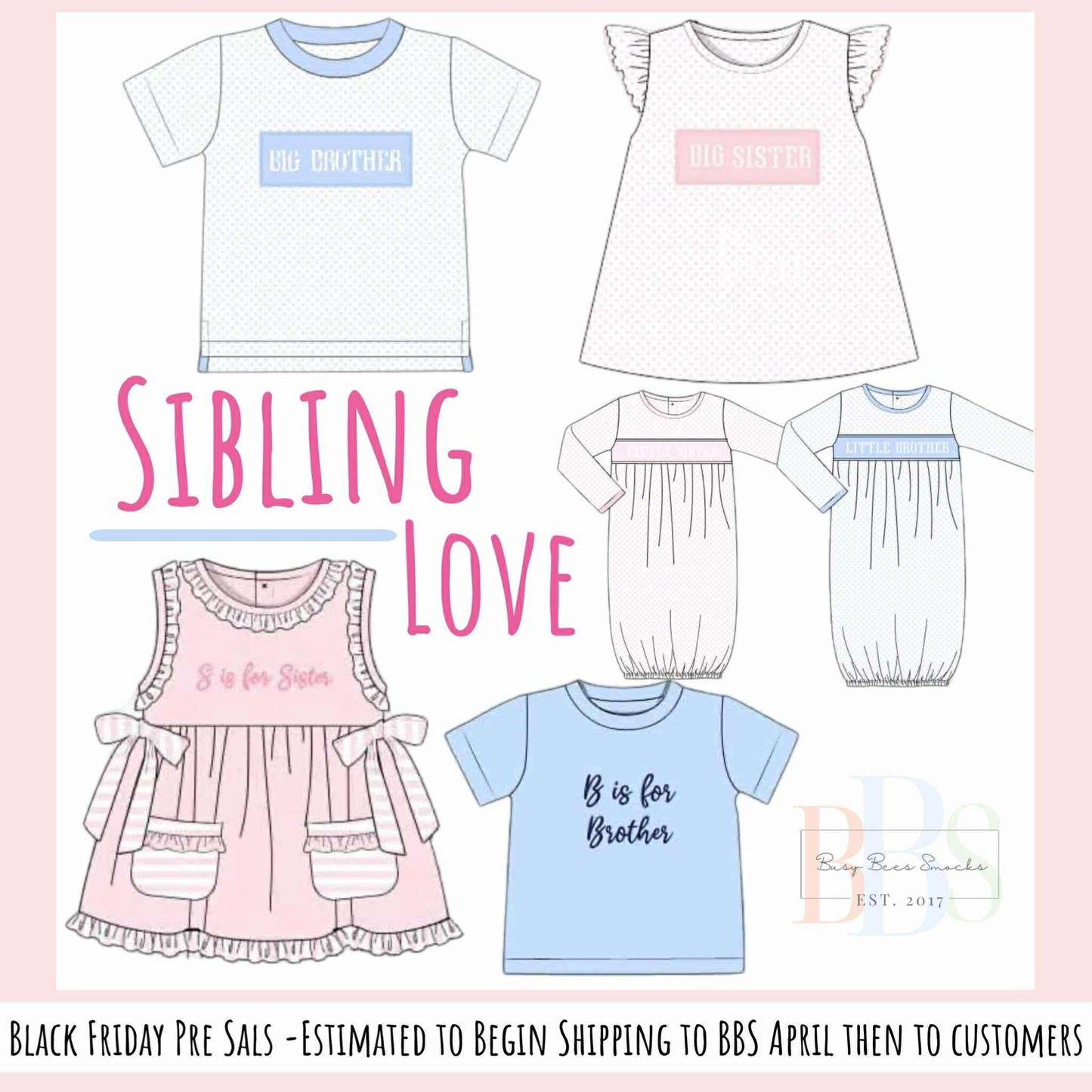 RTS: Sibling Collection- Boys Little Brother Smocked Baby Gown