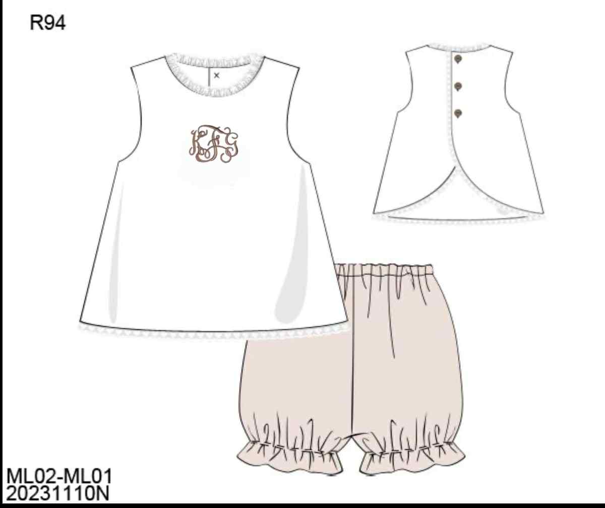 RTS: Muslin- Girls Bubble Short Set 18m "KFG"