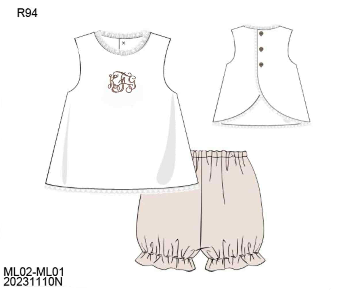 RTS: Muslin- Girls Bubble Short Set 18m "KFG"