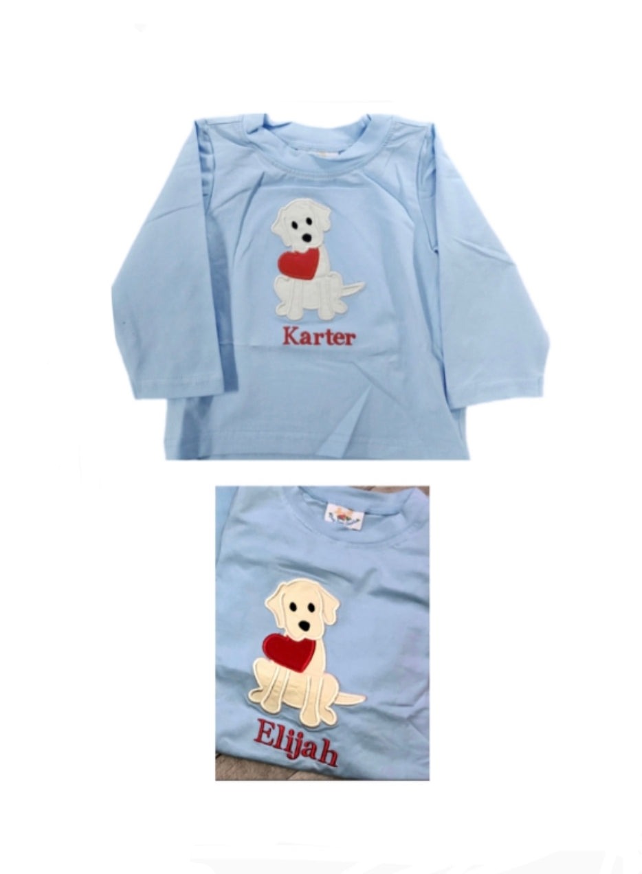 RTS: Boys Valentine Puppy Shirt “Karter” “Elijah”