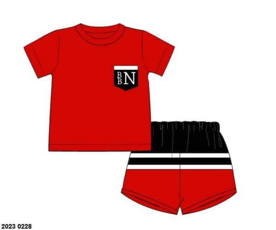 RTS: Sanford Collection- Boys Colorblock Knit Shortie Set (No Monogram)