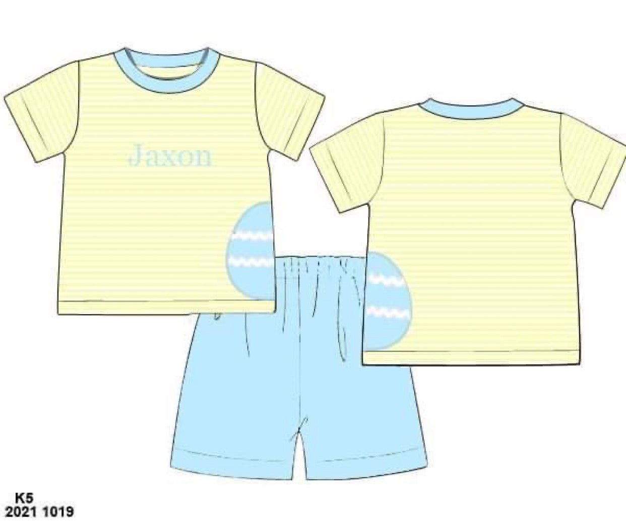 RTS: Boys Easter Egg Applique Knit Short Set (No Monogram)